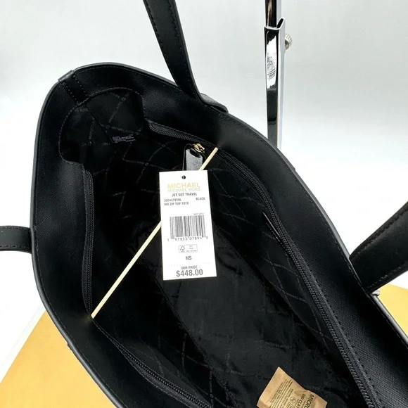 Michael Kors MD Zip Top Tote Bag Large Trifold Wallet Black